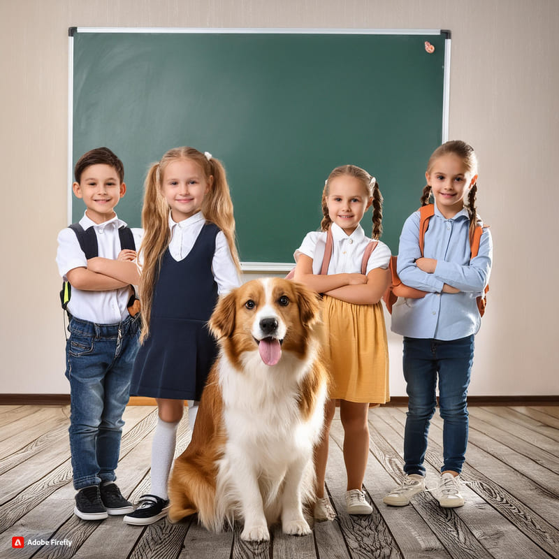 Firefly bambini a scuola con il cane dentro laula 33839